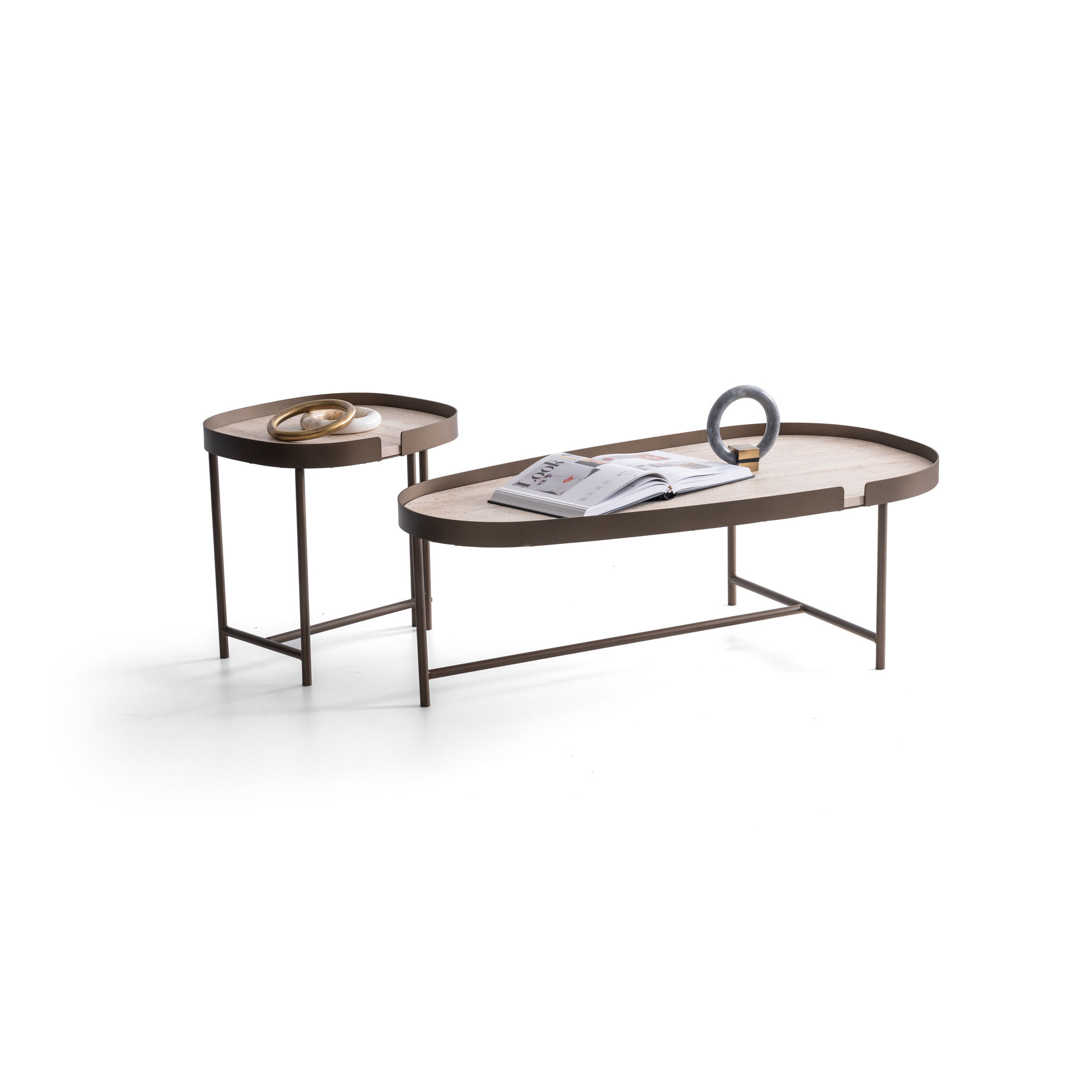 SOFFTori Coffee Table Set - Travertine (3) Set Tori travertin - Görsel 1